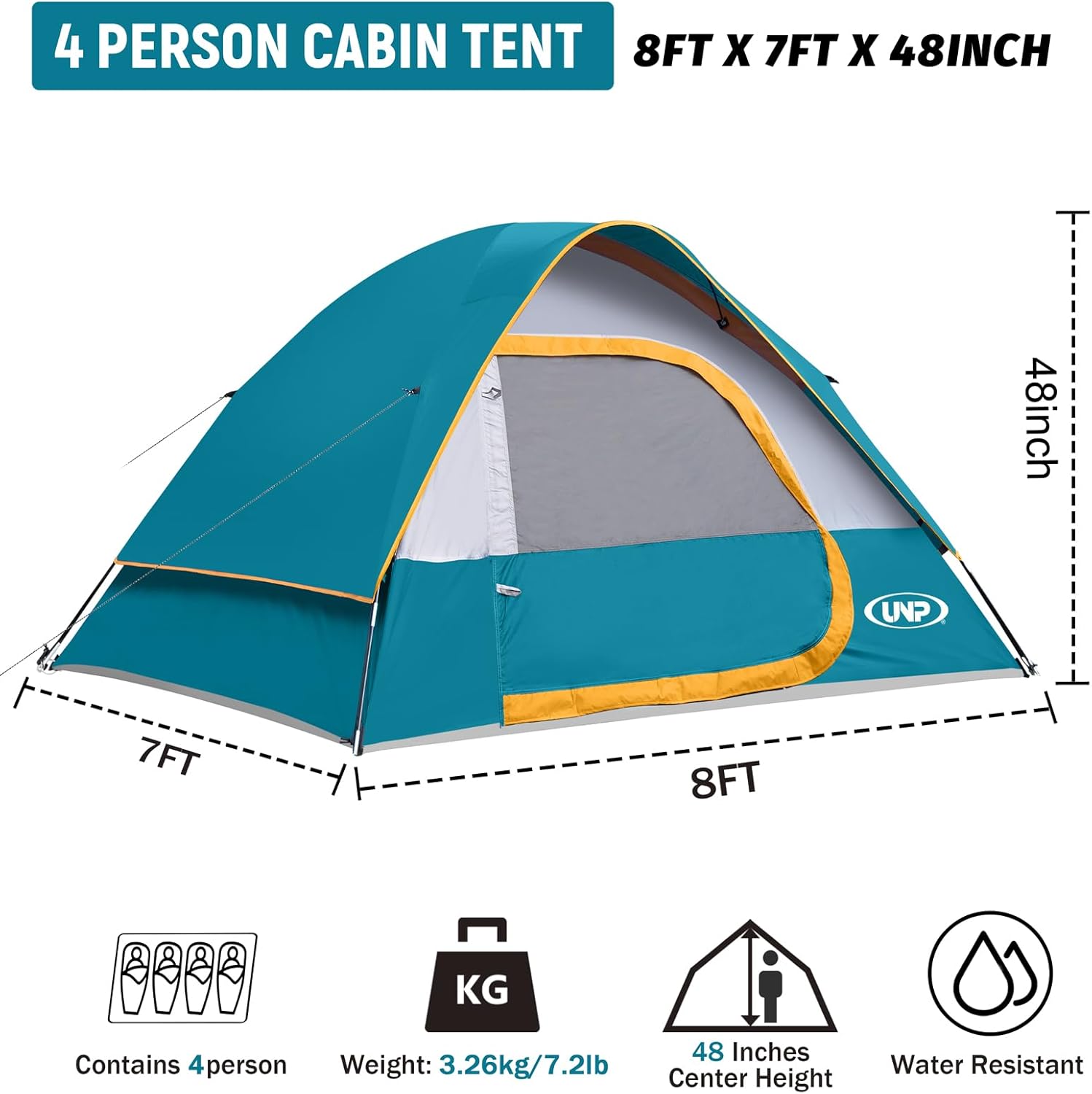 Camping Tent 4 Person, Waterproof Windproof Tent with Rainfly Easy Set up-Portable Dome Tents for Camping - Image 2