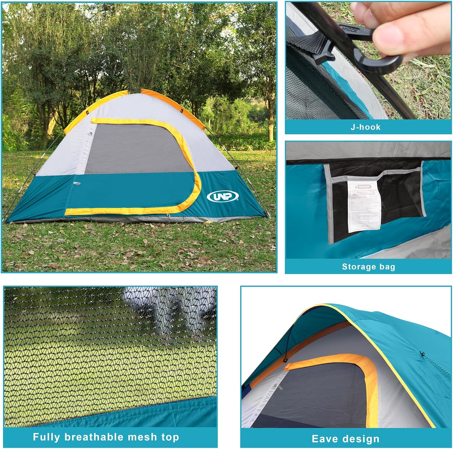 Camping Tent 4 Person, Waterproof Windproof Tent with Rainfly Easy Set up-Portable Dome Tents for Camping - Image 3
