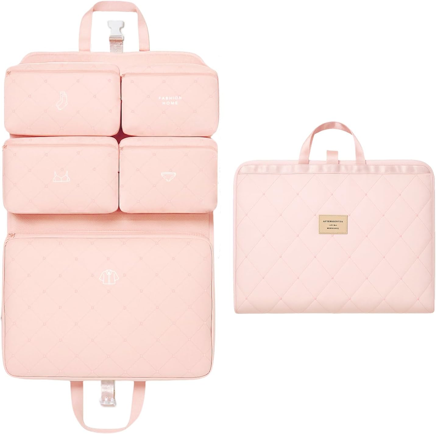 Hanging Packing Cube, Foldable Travel Organizer, Waterproof, Machine Washable, Fits 20" Carry-on, Expandable Packing Cube for Suitcase or Backpack (Pink)