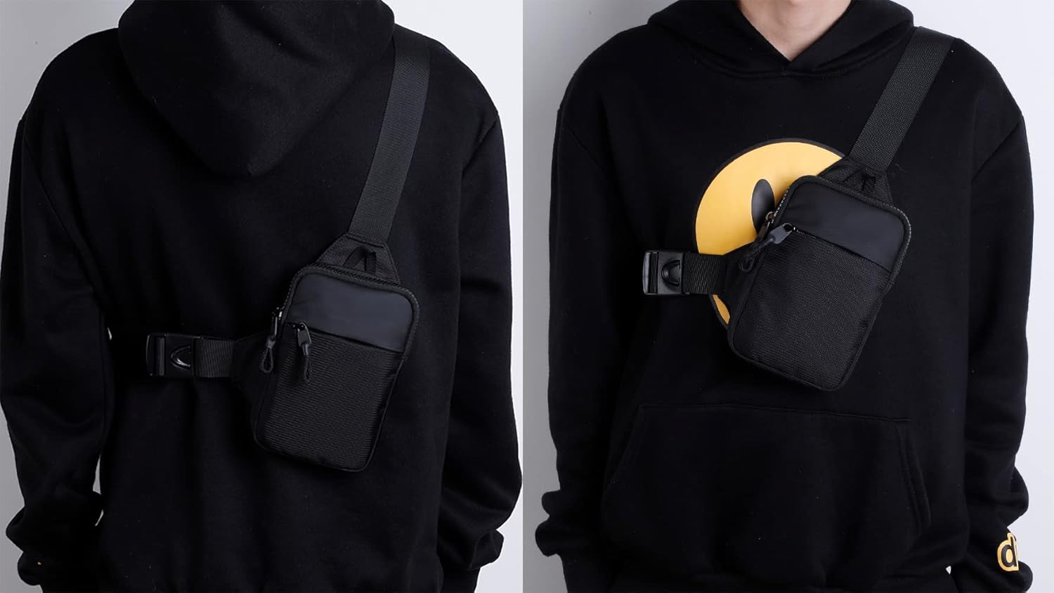 Mini Crossbody Sling Bag Chest Bag Dual Pocket Water Resistant Fanny Pack Running Phone Holder for Men Women Workout Travelling - Image 5